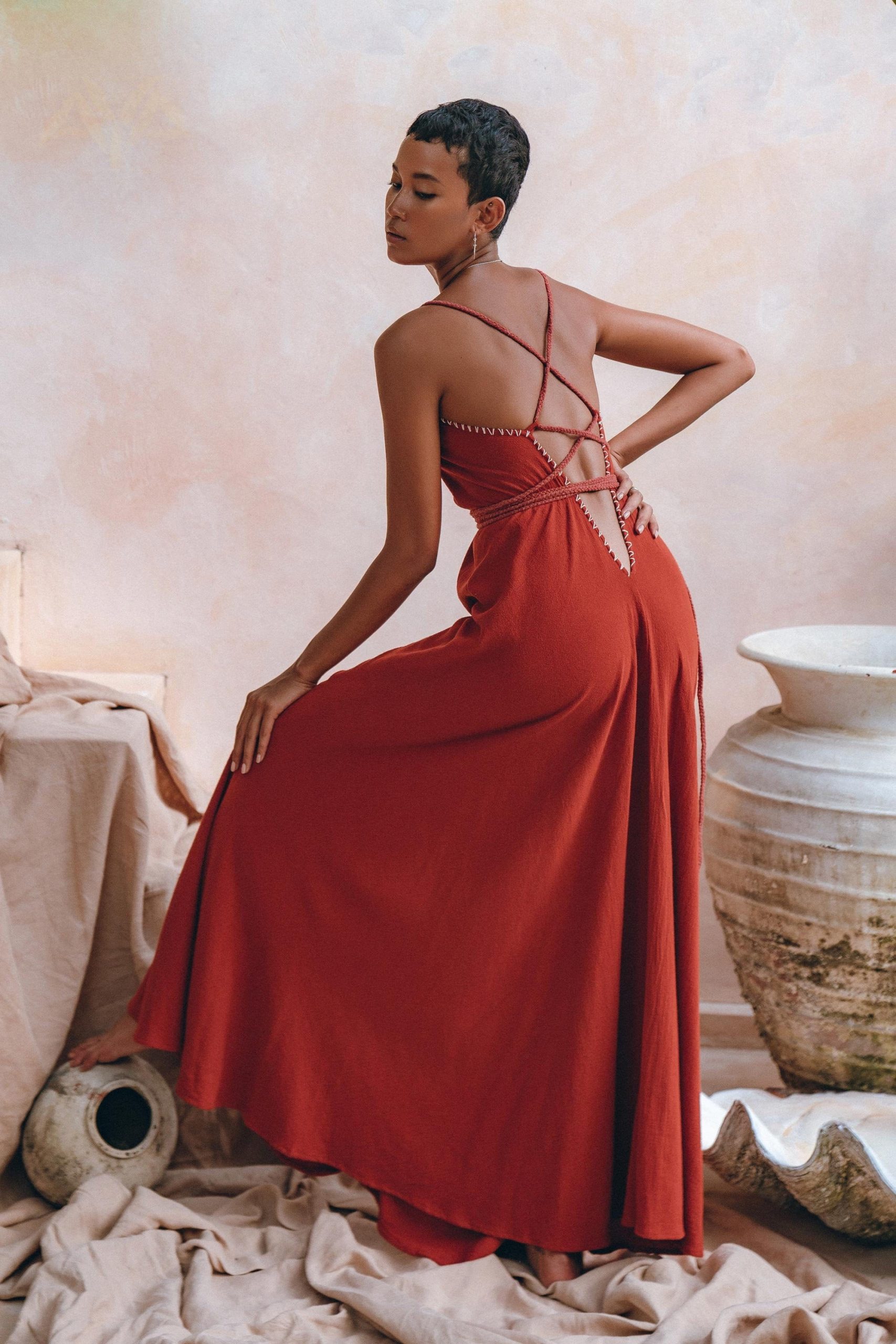 Red Boho Bridesmaid Dress Minimalist Bohemian Adjustable Maxi Red Boho Bridesmaid Dress Minimalist Bohemian Adjustable Maxi