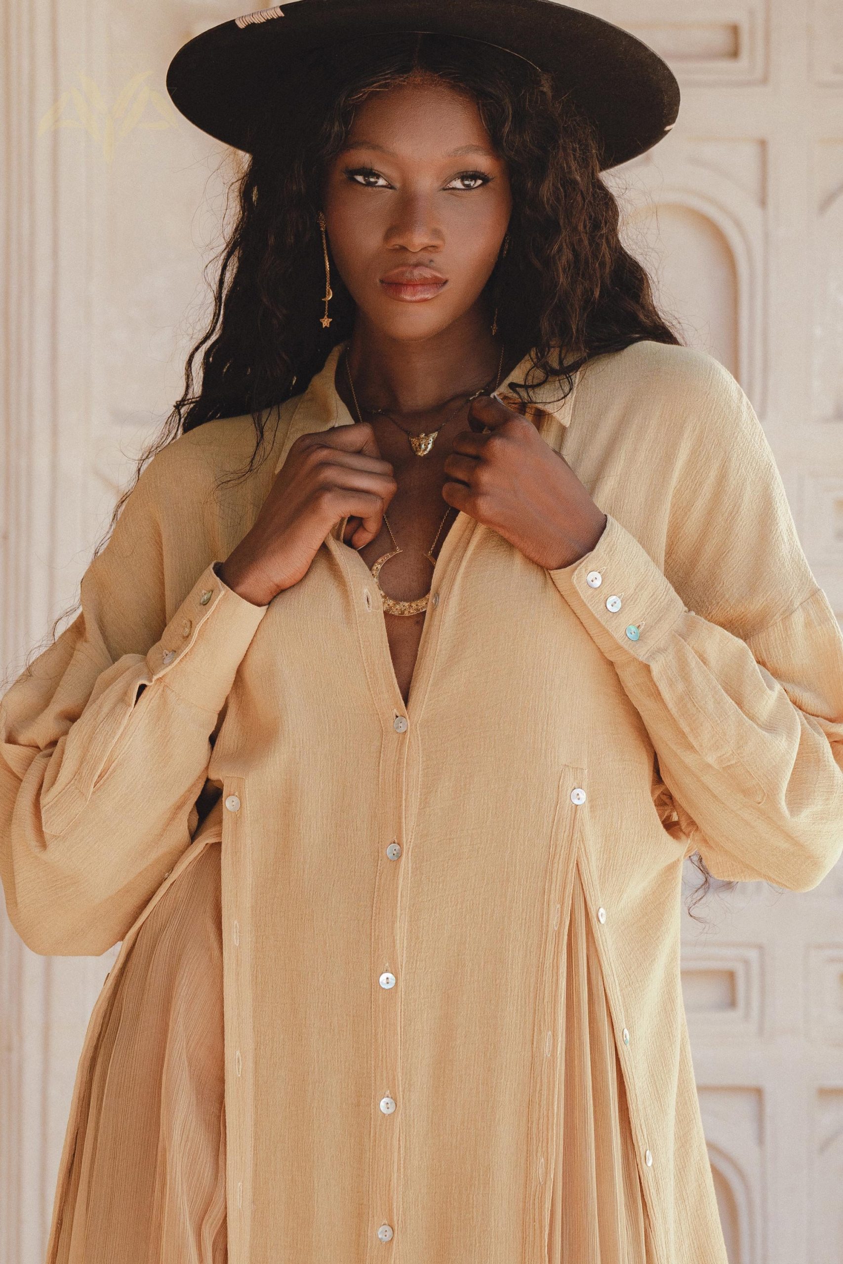 Ochre Kannika Shirt Dress Handmade Bohemian Dresses Chiffon Ochre Kannika Shirt Dress Handmade Bohemian Dresses Chiffon