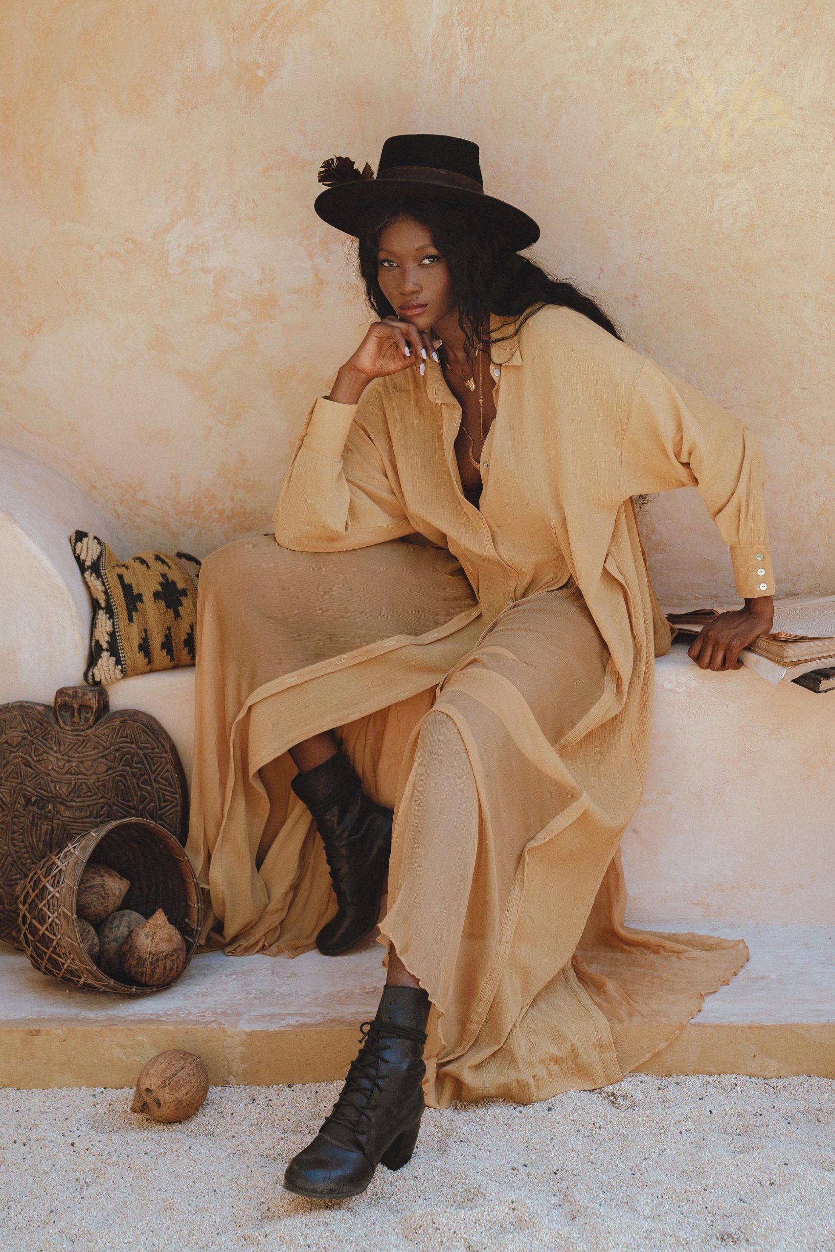 Ochre Kannika Shirt Dress Handmade Bohemian Dresses Chiffon Ochre Kannika Shirt Dress Handmade Bohemian Dresses Chiffon