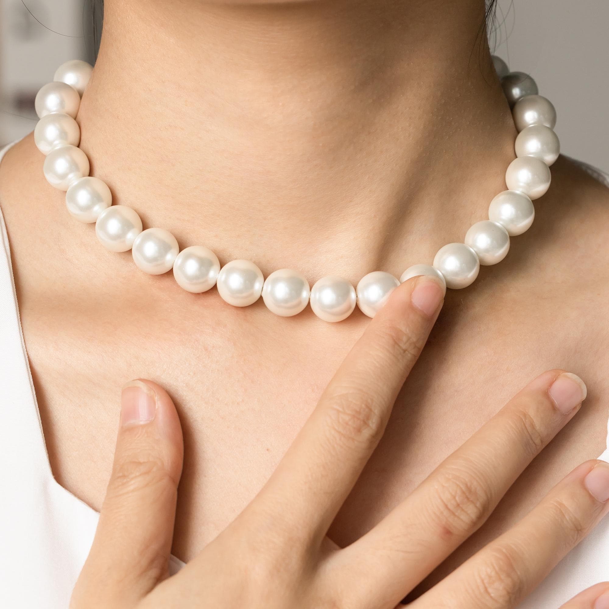 12mm Big Pearl Necklace Choker Bridal Wedding Jewelry 12mm Big Pearl Necklace Choker Bridal Wedding Jewelry