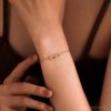 14k Gold Pave Paperclip Chain Bracelet Minimalist Cross