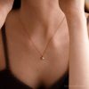 Minimalist Opal Necklace 925 Sterling Silver Women White