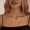 Crystal Flowers Necklace Sterling Silver Marquise Diamond Dangle
