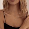 Crystal Flowers Necklace Sterling Silver Marquise Diamond Dangle