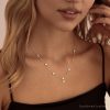 Crystal Flowers Necklace Sterling Silver Marquise Diamond Dangle